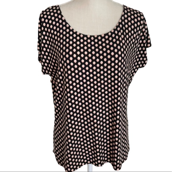 Talbots Tops - Talbots Black and Pink Short Sleeve Scoop Neck Top Size L